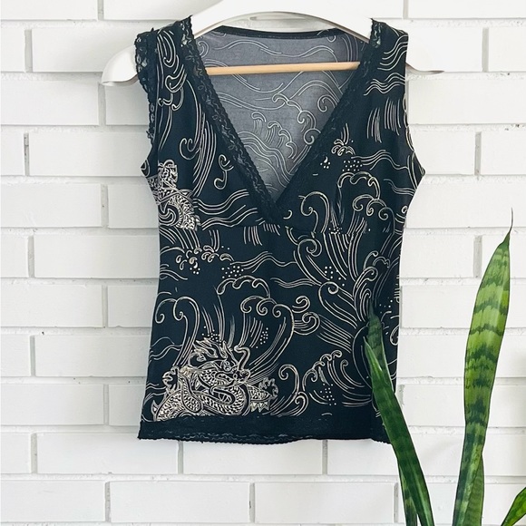 Black and Gold Lace Top - Picture 1 of 6